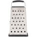 A Tablecraft stainless steel box grater with soft grip handles.