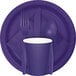A purple paper dinner napkin with a black border.