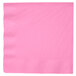 A pink napkin with a white border.