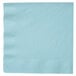 A pastel blue Creative Converting 3-ply paper dinner napkin.