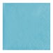 A close up of a Creative Converting Pastel Blue beverage napkin with a square design.