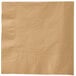 A beige napkin with a small brown edge.