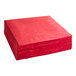 A stack of Classic Red 1/4 Fold Luncheon Napkins.