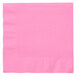 A pink napkin with a white border.