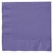 A purple Creative Converting luncheon napkin on a white surface.