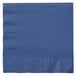 A navy blue Creative Converting luncheon napkin with a folded edge.