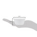 A hand holding a white Carlisle smooth melamine ramekin with a white border.