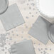 A table set with Shimmering Silver Creative Converting paper plates and napkins.