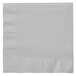 A white napkin with a small silver edge.