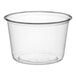 A clear 16 oz. round plastic deli container.