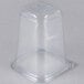 A clear plastic square deli container with a lid.