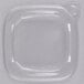 A clear plastic square lid with a handle for deli containers.
