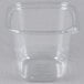 A clear plastic 24 oz. Square Recycled PET Deli Container with a clear lid.