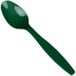 A hunter green heavy weight plastic spoon.