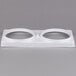 White plastic can holders for Master-Bilt ice cream dipping cabinets, with two round holes.