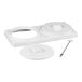 A set of white can holders and lids with a metal rod, designed for use with DD-66 Series ice cream dipping cabinets.