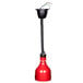 A red Cres Cor ceiling mount infrared bulb with black tube and wires.