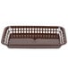 A brown rectangular plastic Tablecraft fast food basket with a square pattern.