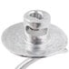 An aluminum dough hook for a Hobart N50 mixer bowl.