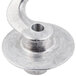 A close-up of a Hobart aluminum dough hook with a hole in the center.