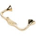 A gold colored Vollrath side handle for a chafer on a white background.