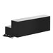 A two-tiered black liquor display shelf with built-in LED lighting and a power cord.