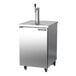 A stainless steel single tap kegerator beer dispenser with a capacity for one half keg.