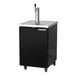 A black single tap kegerator beer dispenser with a stainless steel top and caster wheels.