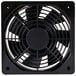 An Avantco black fan with a circular fan in the center.