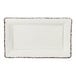 An American Metalcraft antique white rectangular melamine tray with brown speckled edges.