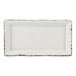 An American Metalcraft antique white rectangular melamine tray with brown edges.