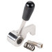 The Avantco Left Bowl Lock Handle, a stainless steel knob with a black handle.