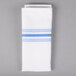 Snap Drape NAPFSBLU Farm Stripe 18 inch x 22 inch Blue Striped Cloth Napkin - 12/Pack