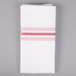 Snap Drape NAPFSRED Farm Stripe 18 inch x 22 inch Red Striped Cloth Napkin - 12/Pack