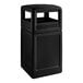 A black rectangular Commercial Zone waste container with a black lid.