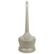 A beige metal Commercial Zone Smokers' Outpost cigarette receptacle with a long handle.