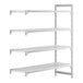 A white Cambro Camshelving® Premium add on unit with shelves.
