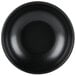 A black Hall China bistro bowl with a white background.