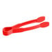 Red plastic tongs with a flat grip.