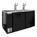 A black Beverage-Air beer dispenser with two taps on a counter.