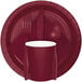 A burgundy rectangular plastic table cover with a white background.