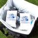 A bag full of water bottles and Polar Tech Ice Brix.