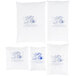 Polar Tech white bags with blue writing and designs.