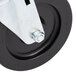 A close-up of a 5" Swivel Plate Caster wheel with a metal bolt on it.