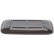 A black rectangular Carlisle melamine tray with a woodgrain design.