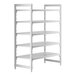 A white Camshelving® Premium shelving unit with 5 vented shelves.