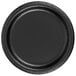 A black paper plate with a black rim.