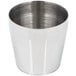 A stainless steel Ateco rum baba food mold with a silver rim.