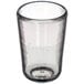 A clear Carlisle plastic juice glass with a small smoke bottom.