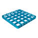 A blue plastic 25-compartment glass rack extender.